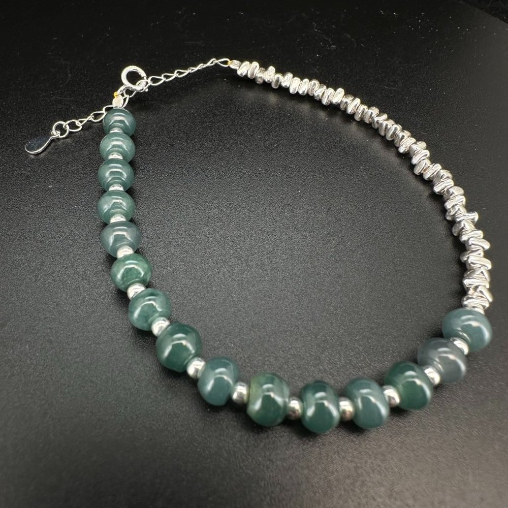 Natural Blue chalcedony adjustable bracelet up to 19cm